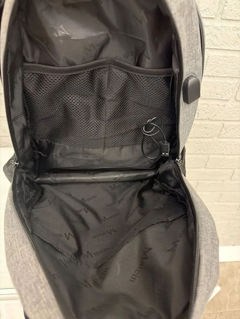 Matein Gray Anti-Theft Slim Travel Laptop Backpack - Picture 11 of 15